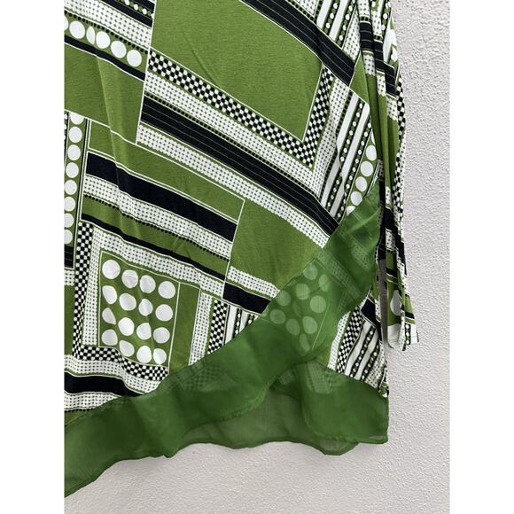 New Direction Womens Tunic Size Medium Green Abstract Long Sleeve - Picture 3 of 10